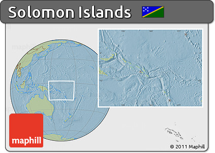 Savanna Style Location Map of Solomon Islands, hill shading outside