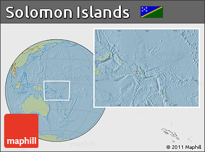 Savanna Style Location Map of Solomon Islands, hill shading outside