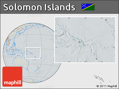 Savanna Style Location Map of Solomon Islands, lighten, semi-desaturated, hill shading