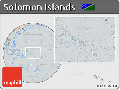 Savanna Style Location Map of Solomon Islands, lighten, semi-desaturated, hill shading