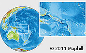 Savanna Style Location Map of Solomon Islands, physical outside, hill shading