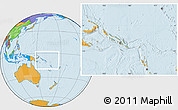 Savanna Style Location Map of Solomon Islands, political outside, hill shading