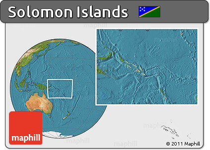 Savanna Style Location Map of Solomon Islands, satellite outside
