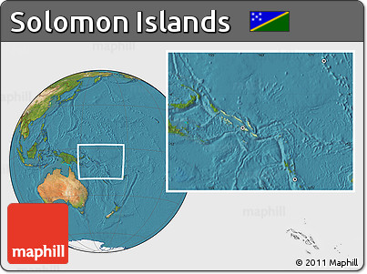 Savanna Style Location Map of Solomon Islands, satellite outside