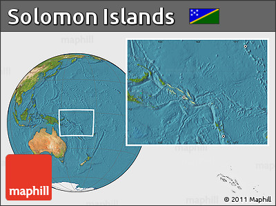 Savanna Style Location Map of Solomon Islands, satellite outside