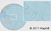 Shaded Relief Location Map of Solomon Islands, gray outside, hill shading