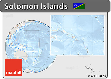 Shaded Relief Location Map of Solomon Islands, lighten