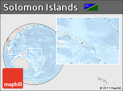 Shaded Relief Location Map of Solomon Islands, lighten
