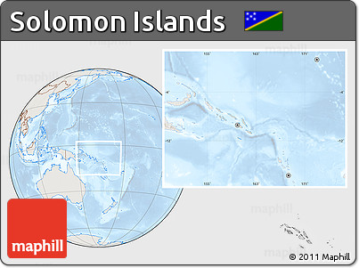 Shaded Relief Location Map of Solomon Islands, lighten