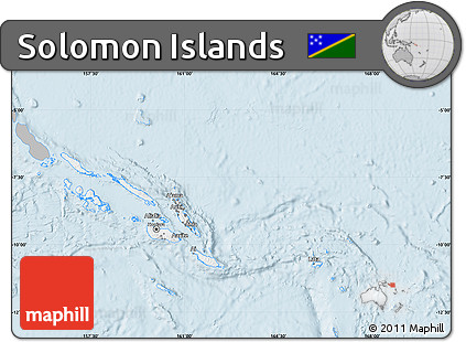 Gray Map of Solomon Islands, single color outside