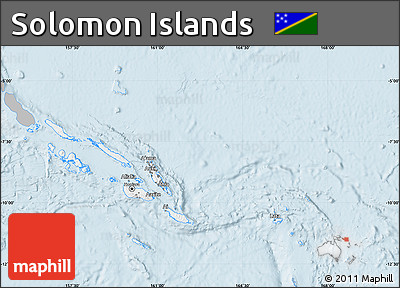 Gray Map of Solomon Islands, single color outside