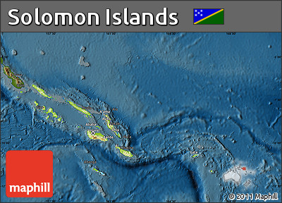 Physical Map of Solomon Islands, darken