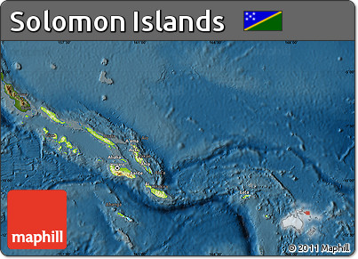 Physical Map of Solomon Islands, darken