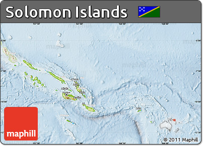 Physical Map of Solomon Islands, lighten