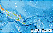 Physical Map of Solomon Islands, political outside