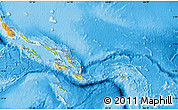 Physical Map of Solomon Islands, political shades outside, shaded relief sea