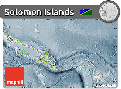 Physical Map of Solomon Islands, semi-desaturated