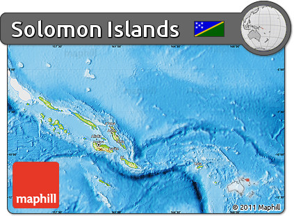 Physical Map of Solomon Islands, single color outside