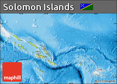 Physical Map of Solomon Islands, single color outside
