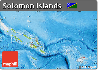 Physical Map of Solomon Islands, single color outside
