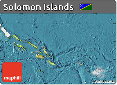 Physical Map of Solomon Islands, single color outside, satellite sea