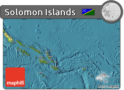 Satellite Map of Solomon Islands, physical outside, satellite sea