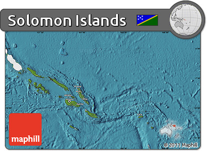 Satellite Map of Solomon Islands, single color outside