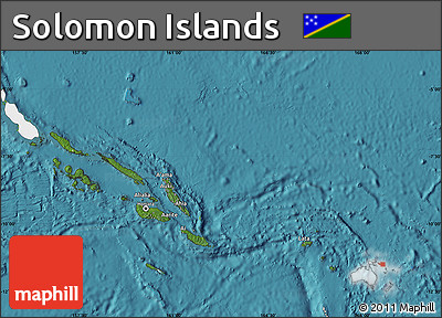 Satellite Map of Solomon Islands, single color outside
