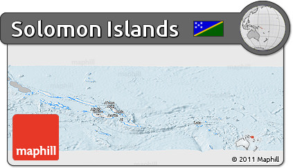 Gray Panoramic Map of Solomon Islands, single color outside