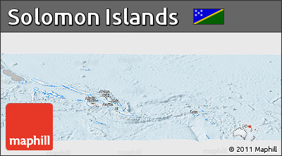 Gray Panoramic Map of Solomon Islands, single color outside