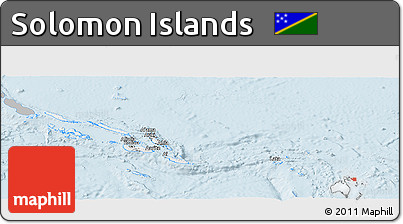 Gray Panoramic Map of Solomon Islands, single color outside