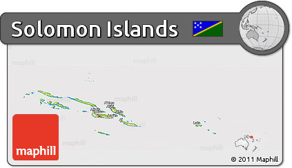 Physical Panoramic Map of Solomon Islands, cropped outside