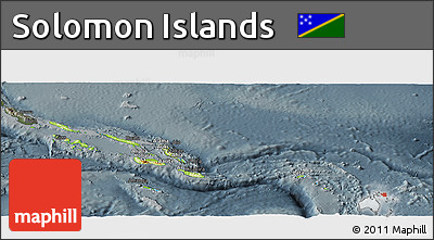 Physical Panoramic Map of Solomon Islands, darken, semi-desaturated