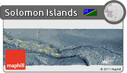 Physical Panoramic Map of Solomon Islands, darken, semi-desaturated