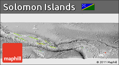 Physical Panoramic Map of Solomon Islands, desaturated