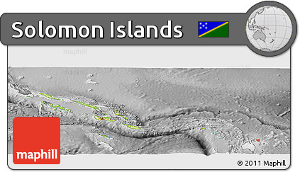 Physical Panoramic Map of Solomon Islands, desaturated