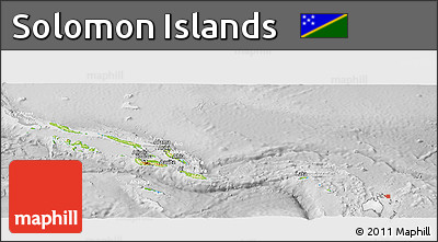 Physical Panoramic Map of Solomon Islands, lighten, desaturated