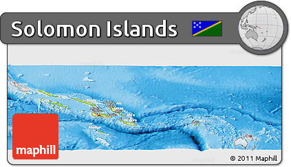 Physical Panoramic Map of Solomon Islands, lighten, desaturated, land only