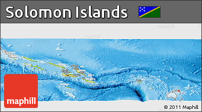 Physical Panoramic Map of Solomon Islands, lighten, desaturated, land only