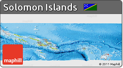 Physical Panoramic Map of Solomon Islands, lighten, desaturated, land only