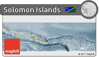 Physical Panoramic Map of Solomon Islands, semi-desaturated