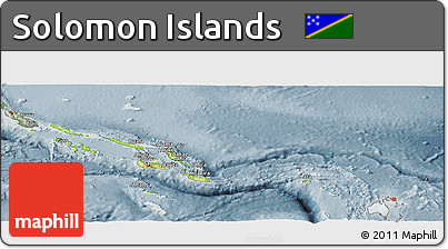Physical Panoramic Map of Solomon Islands, semi-desaturated
