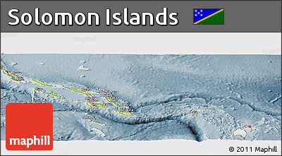 Physical Panoramic Map of Solomon Islands, semi-desaturated