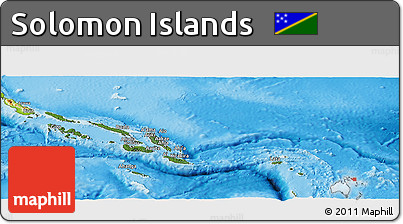 Satellite Panoramic Map of Solomon Islands, physical outside