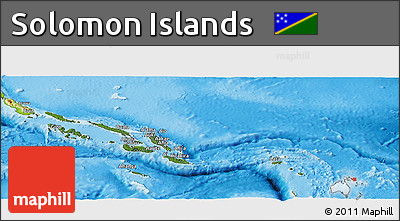 Satellite Panoramic Map of Solomon Islands, physical outside