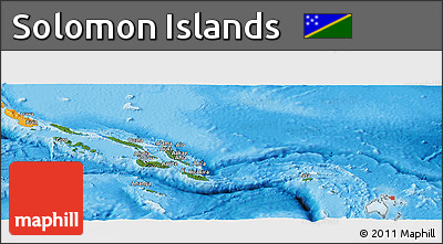 Satellite Panoramic Map of Solomon Islands, political shades outside