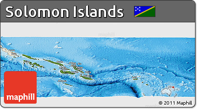 Satellite Panoramic Map of Solomon Islands, shaded relief outside