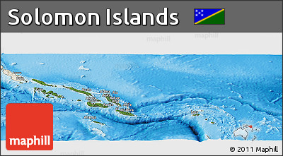Satellite Panoramic Map of Solomon Islands, shaded relief outside