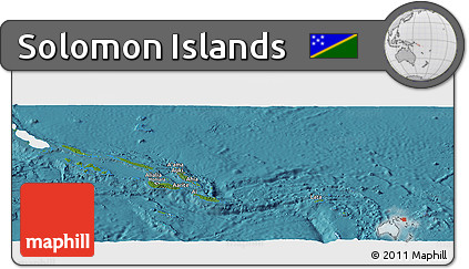 Satellite Panoramic Map of Solomon Islands, single color outside