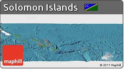 Satellite Panoramic Map of Solomon Islands, single color outside